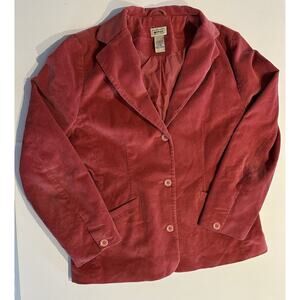 LL Bean Size 12 Corduroy Blazer Jacket Red Notched Lapel Stretchy Lined OYR81